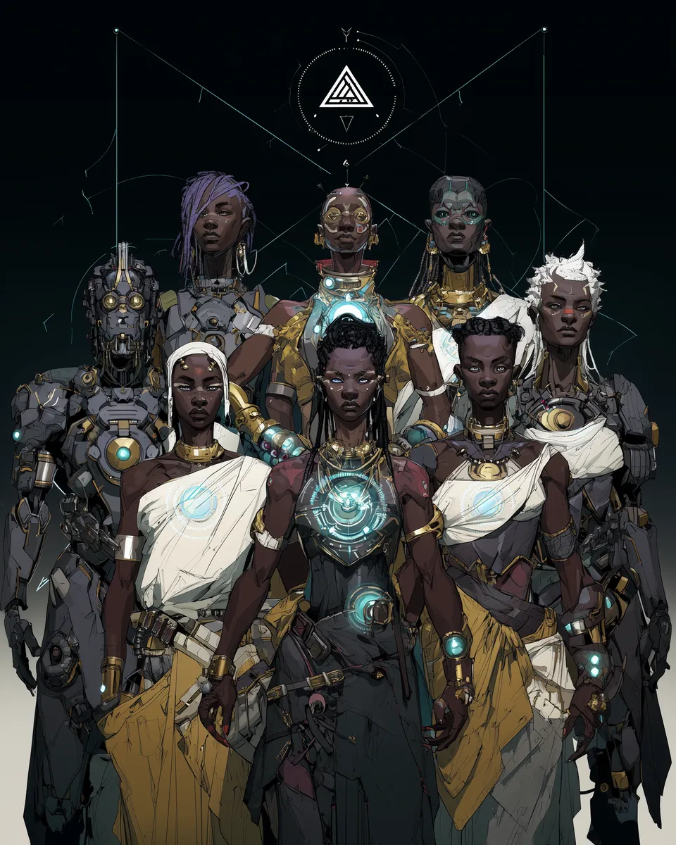 Visual record of the Tachyon Forge Consortium — engineers of the forge gathered beneath their emblem